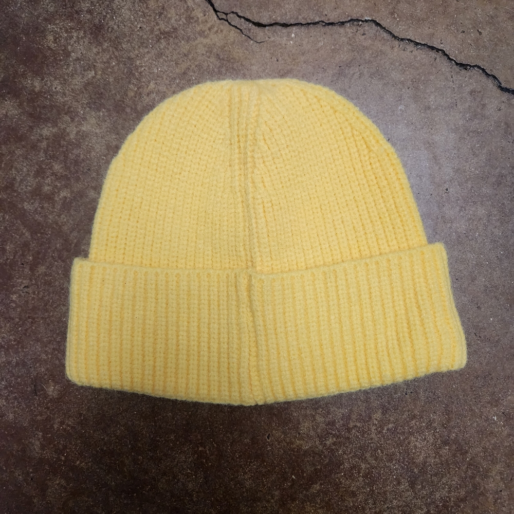 Unisex Yellow Kit Hat Beanie Roll Up Edge Ribbed Skullcap One Size Fits Most